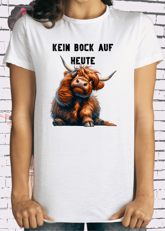 🐄 Highland Kuh Unisex T-Shirt 😴 Kein Bock auf heute! 🙄 Montags-Mood