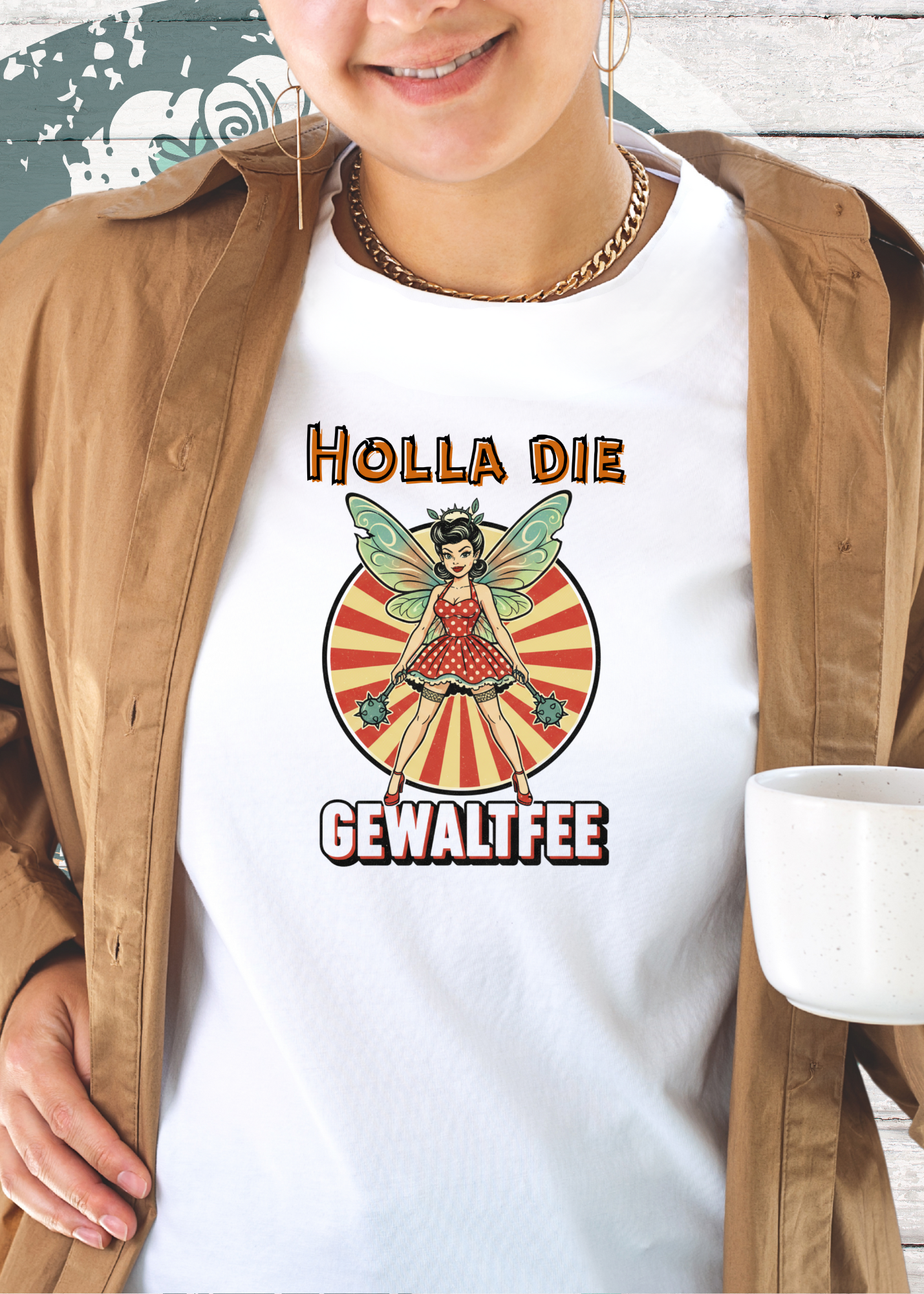 Damen T-Shirt Holla die Gewaltfee - Lustiges Retro Shirt