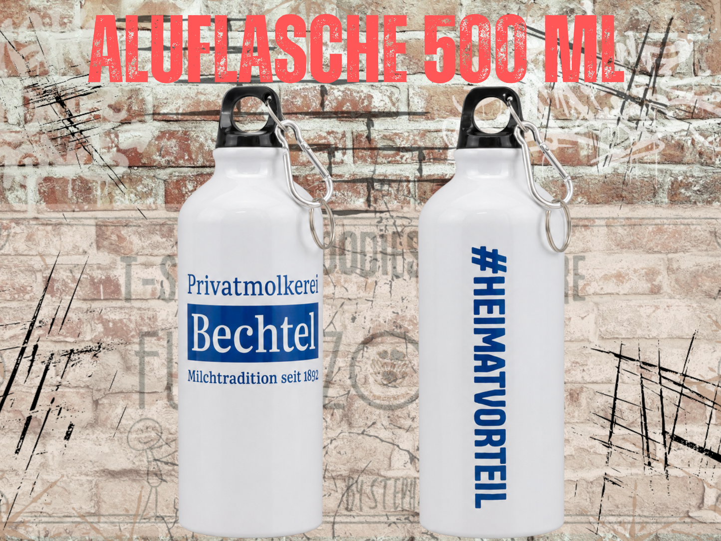 Bechtel Alu Trinkflasche 500 ml – Mitarbeiter Flasche Edelstahl Look