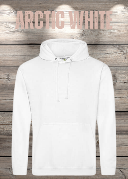 Hoodie Unisex mit Wunschmotiv bedrucken in Arctic White.