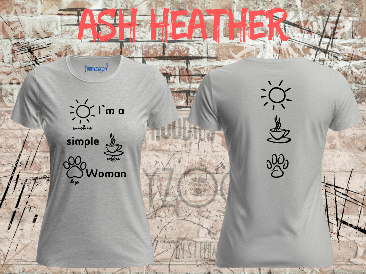 T-Shirt I'm a simple Woman Sunshine Coffee and Dogs Lustige Sprüche Geschenkidee Freizeit viele Farben
