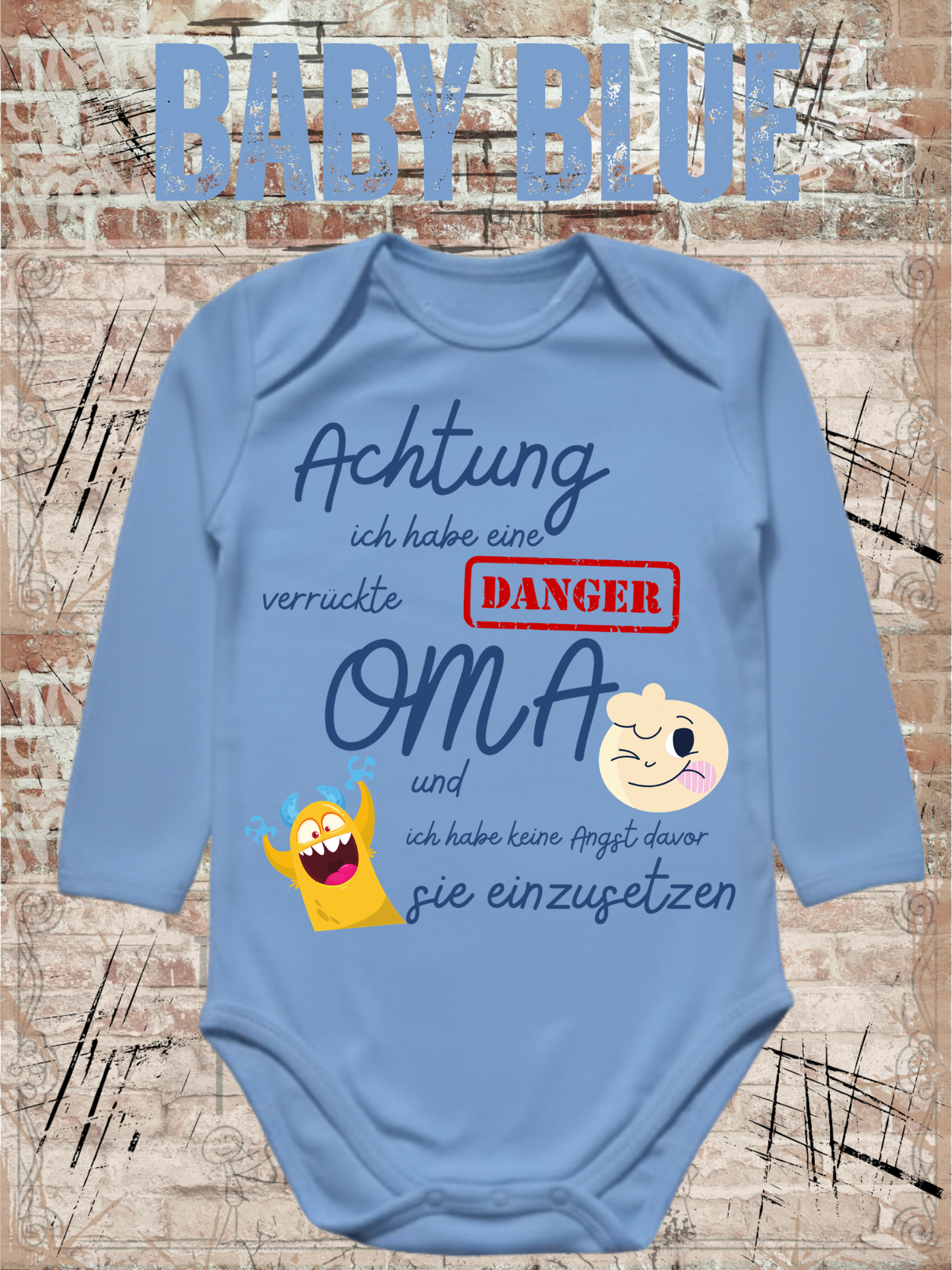 Baby Body 'Achtung verrückte Oma' - Lustiger Spruch | Geschenk Geburt & Geburtstag