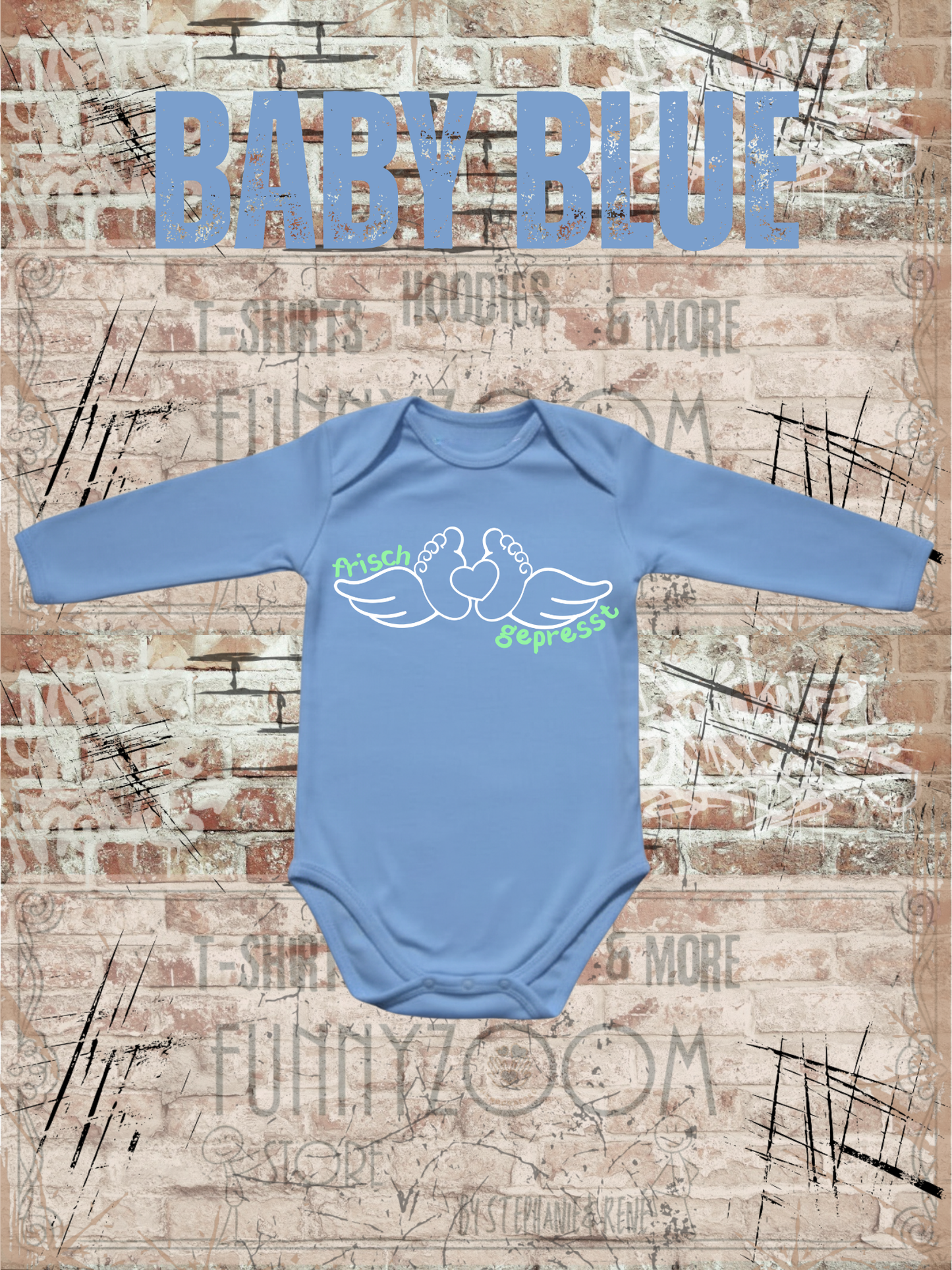 Baby Body Langarm Frisch gepresst Lustiger Spruch Geschenk zur Geburt Newborn Body