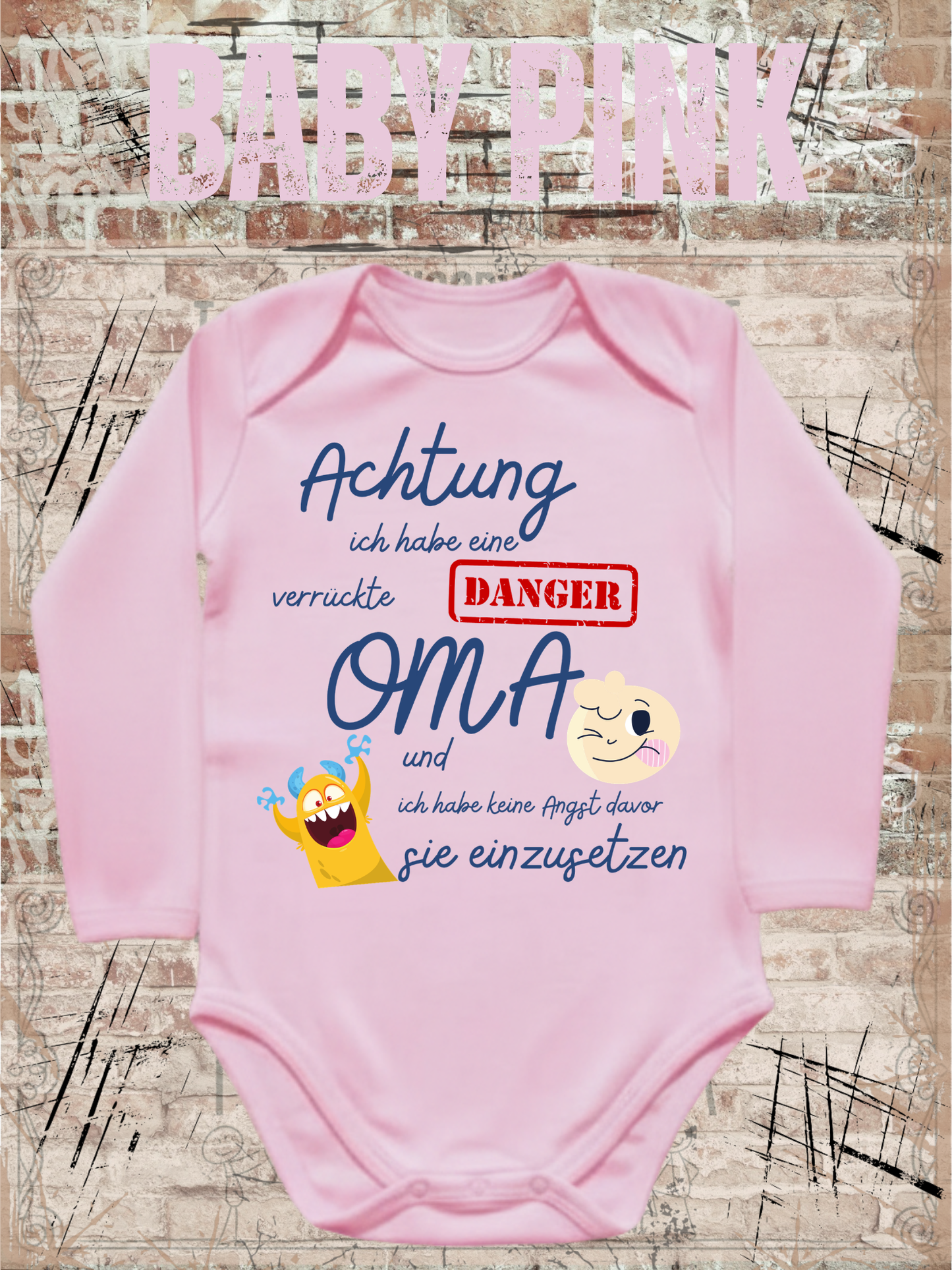 Baby Body 'Achtung verrückte Oma' - Lustiger Spruch | Geschenk Geburt & Geburtstag