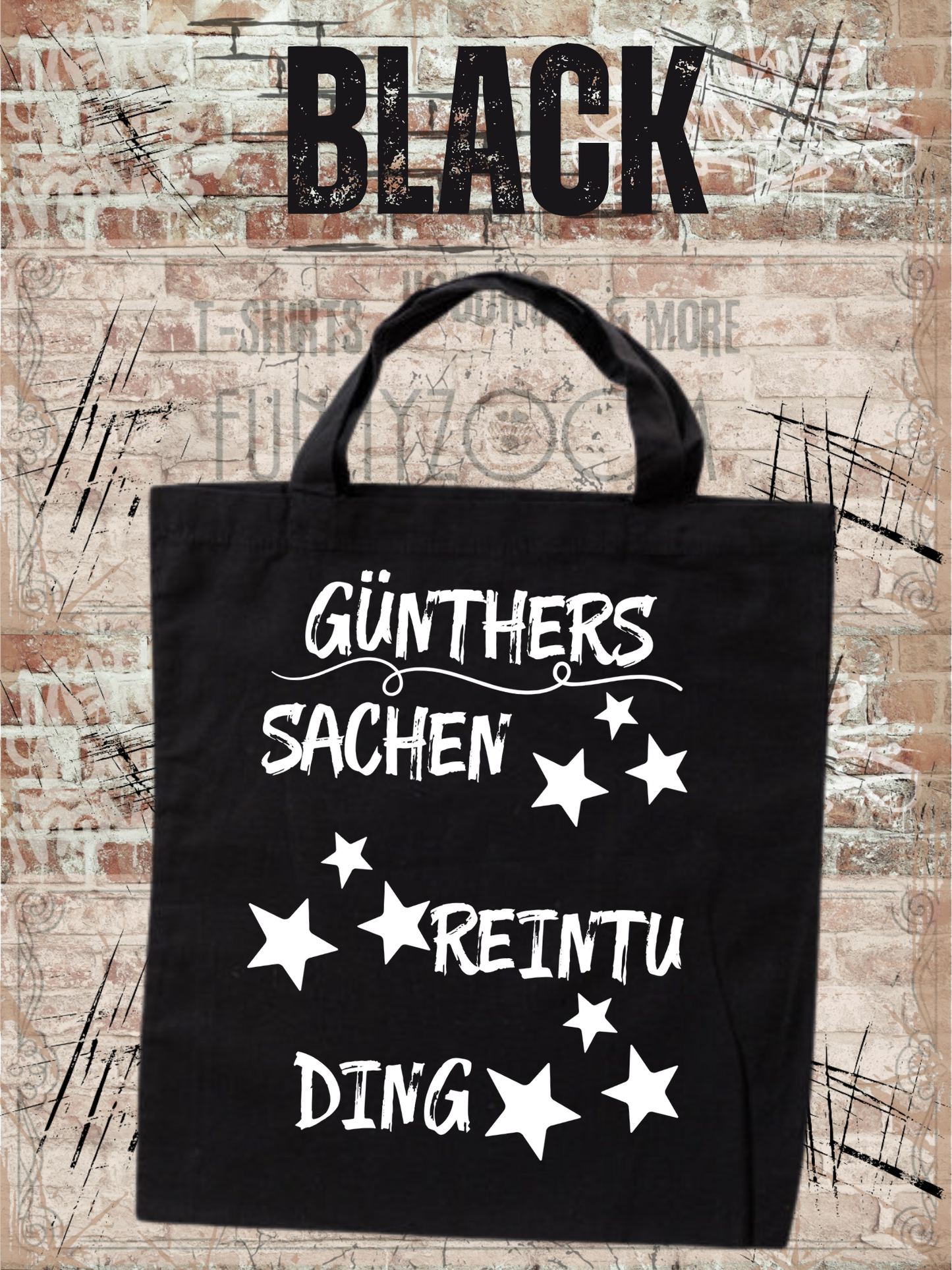 Personalisierbare Baumwolltasche mit Sternen mit Namen 38x42cm - Sachen Rein Tu Ding - Geschenk für alle