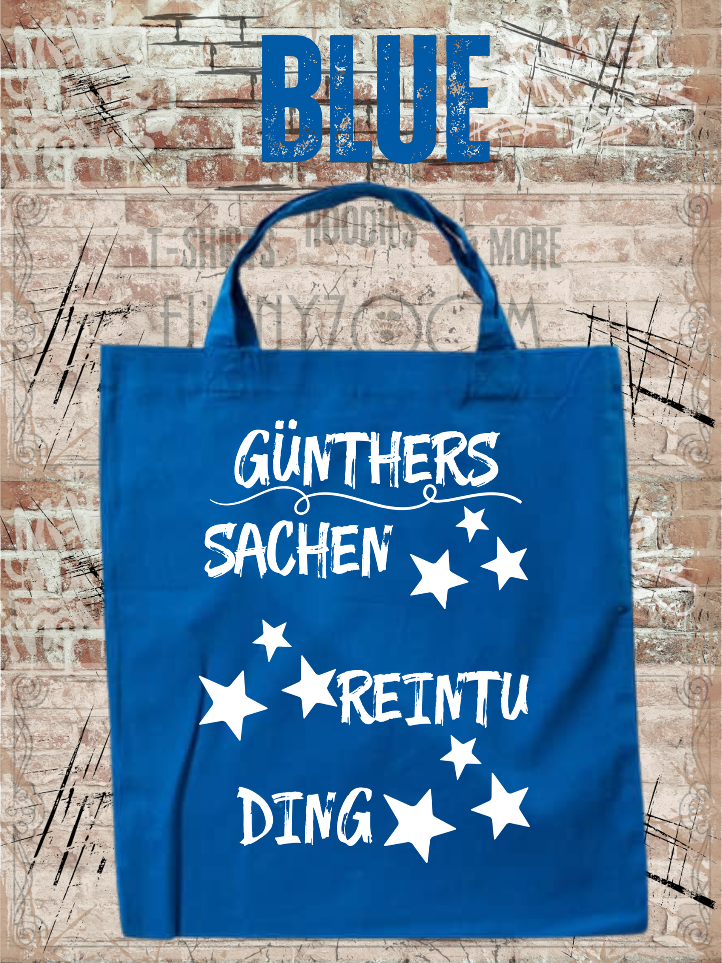 Personalisierbare Baumwolltasche mit Sternen mit Namen 38x42cm - Sachen Rein Tu Ding - Geschenk für alle