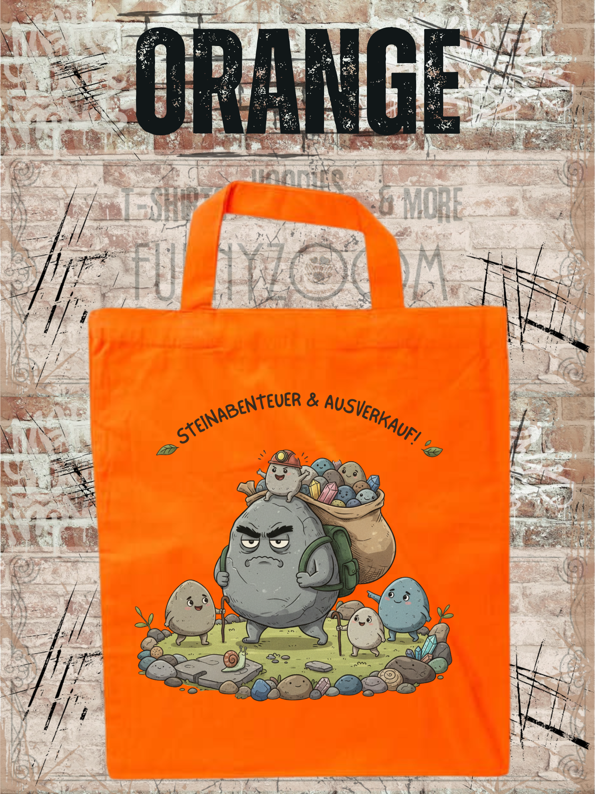 Steinesammelbeutel 38x42cm – Premium Sammelbeutel für Steinejäger & Naturliebhaber in Orange.