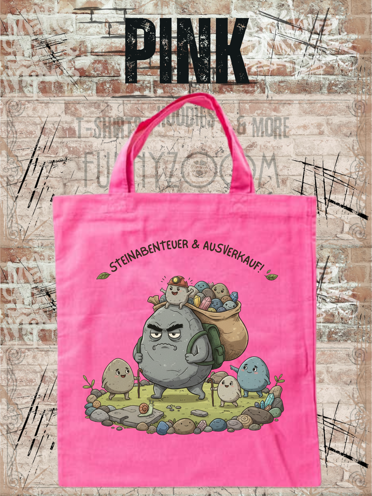 Steinesammelbeutel 38x42cm – Premium Sammelbeutel für Steinejäger & Naturliebhaber in Pink.
