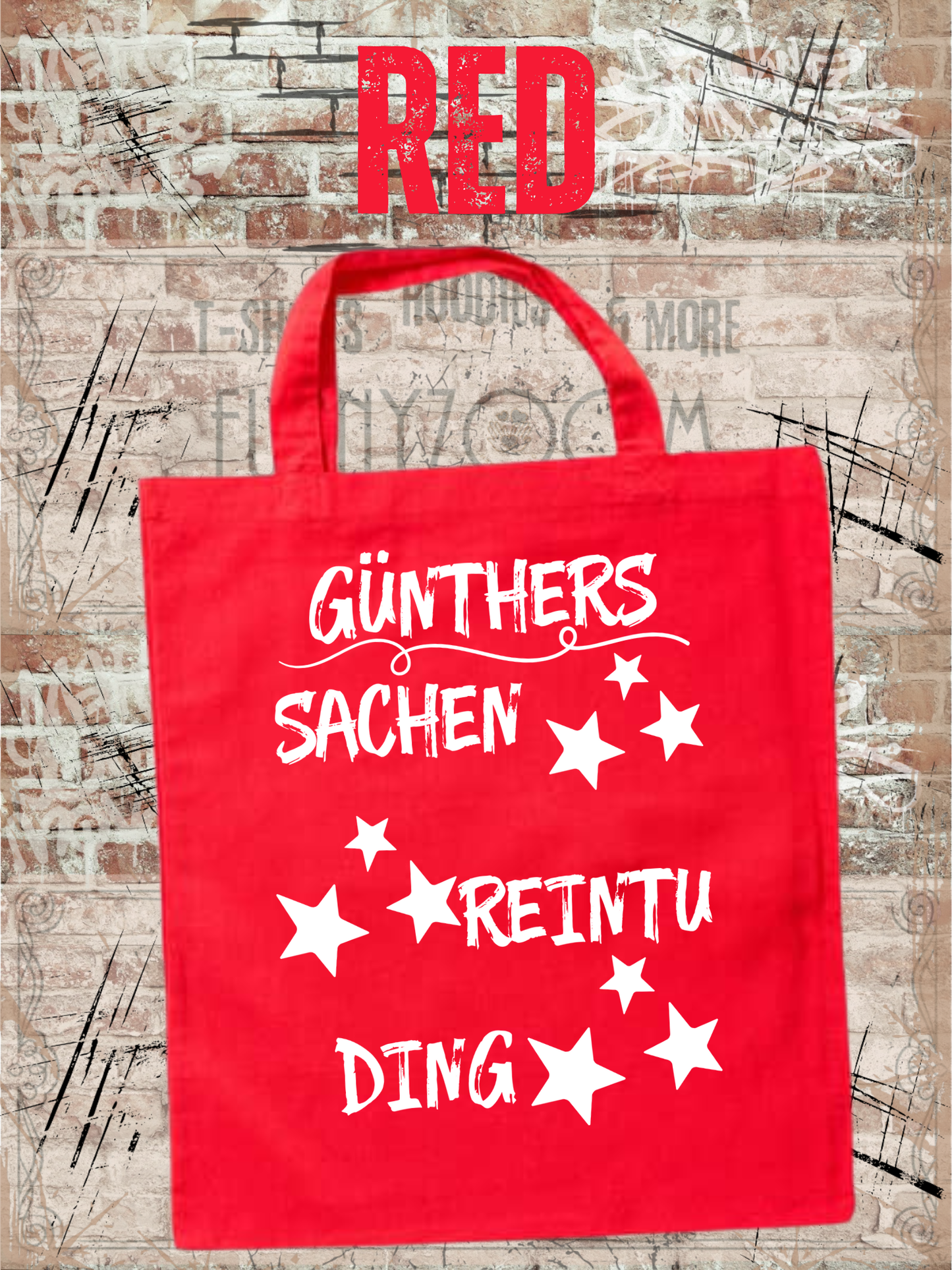 Personalisierbare Baumwolltasche mit Sternen mit Namen 38x42cm - Sachen Rein Tu Ding - Geschenk für alle