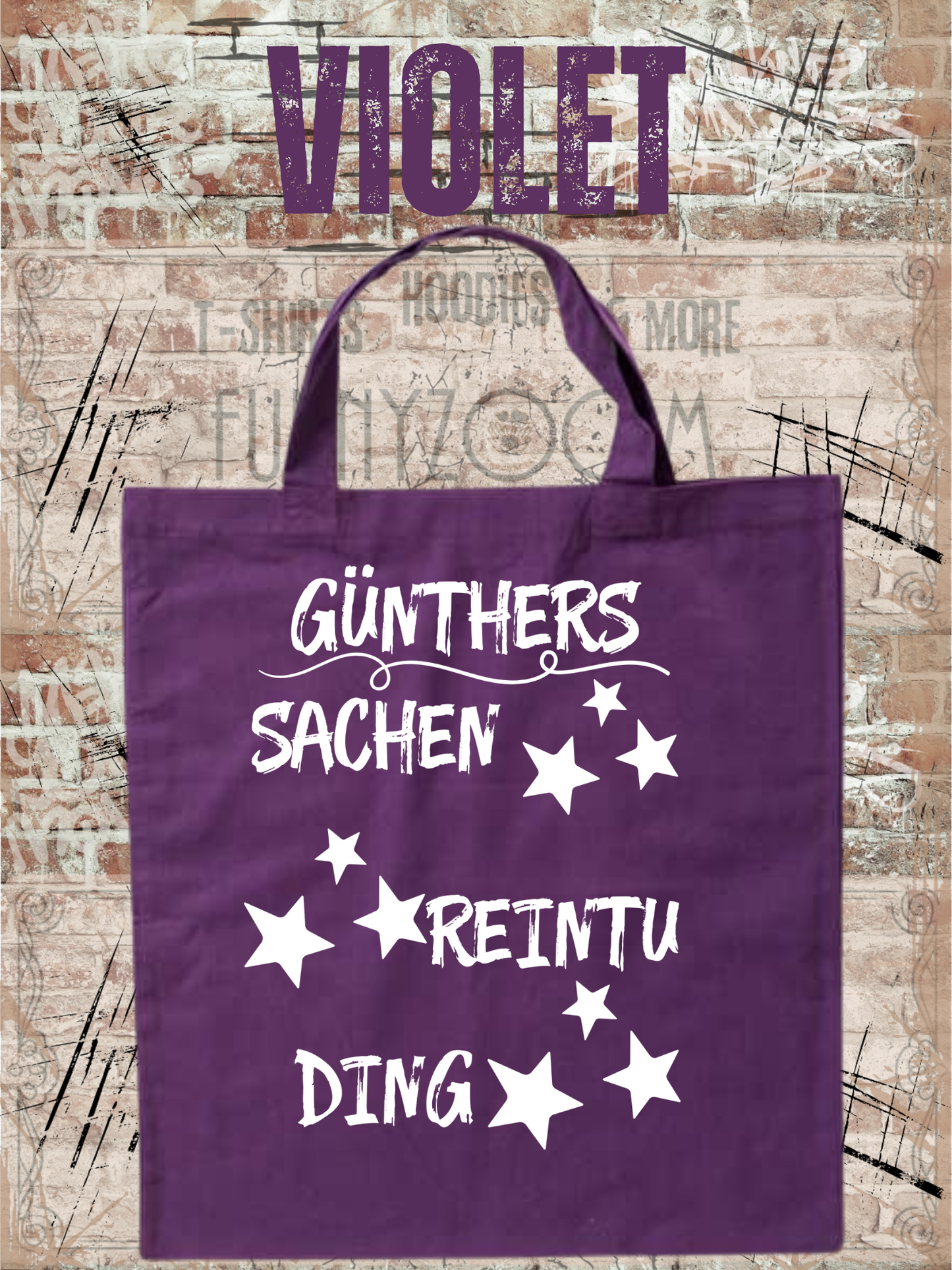 Personalisierbare Baumwolltasche mit Sternen mit Namen 38x42cm - Sachen Rein Tu Ding - Geschenk für alle