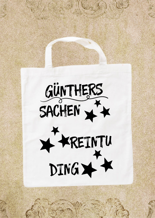🛍️ Personalisierbare Baumwolltasche mit Sternen mit Namen 38x42cm - Sachen Rein Tu Ding - Geschenk für alle