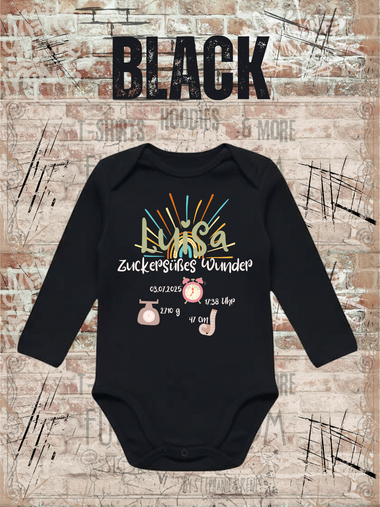 Baby Body Zuckersüßes Wunder personalisierbar mit Geburtsdatum Größe und Gewicht Baby Body Geschenkidee Newborn Baby Body