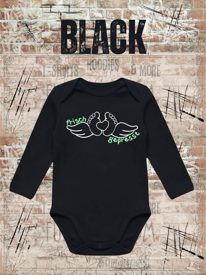 Baby Body Langarm Frisch Gepresst | Lustiger Babybody zur Geburt | Geschenk für Neugeborene