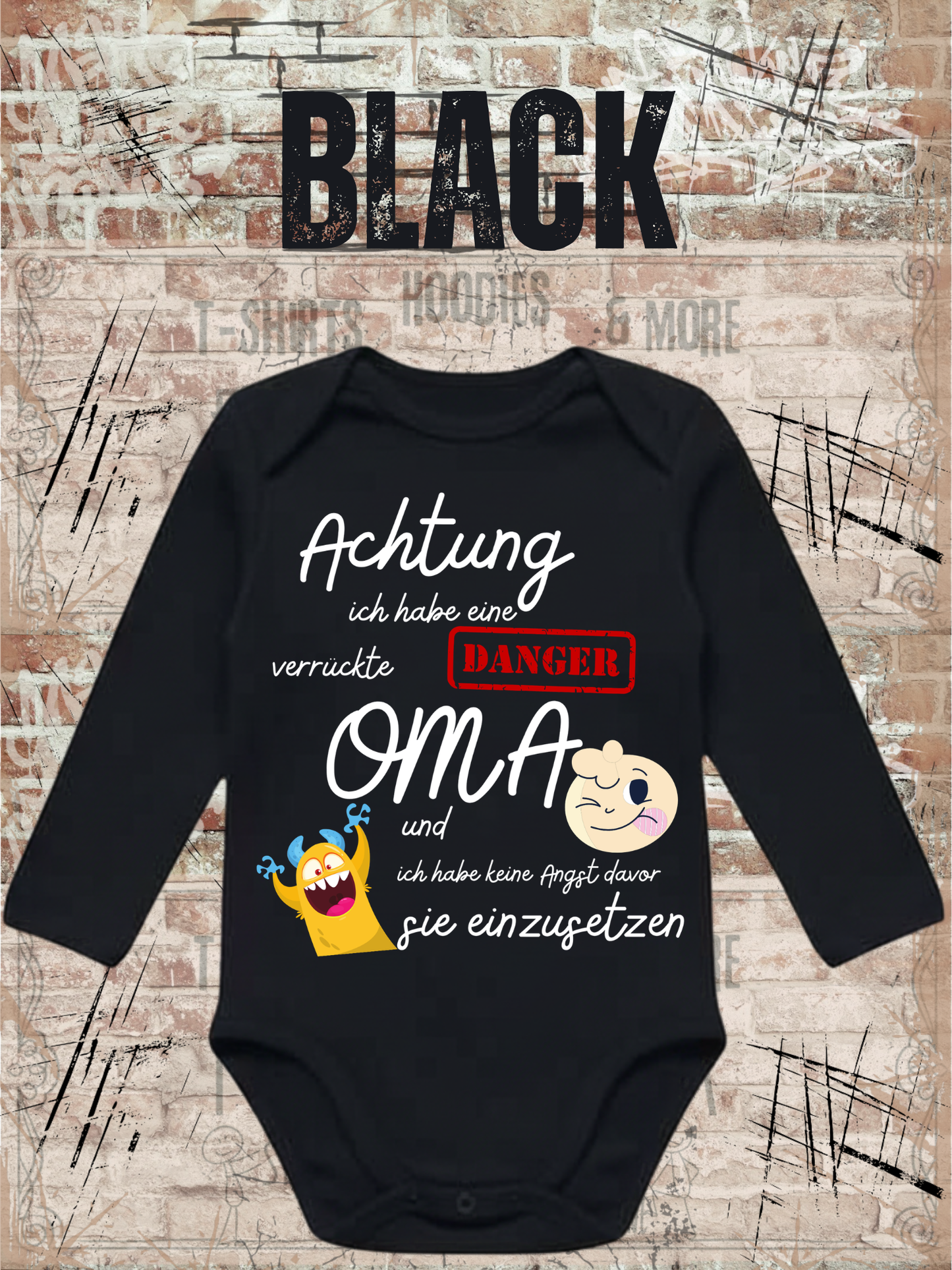 Baby Body 'Achtung verrückte Oma' - Lustiger Spruch | Geschenk Geburt & Geburtstag