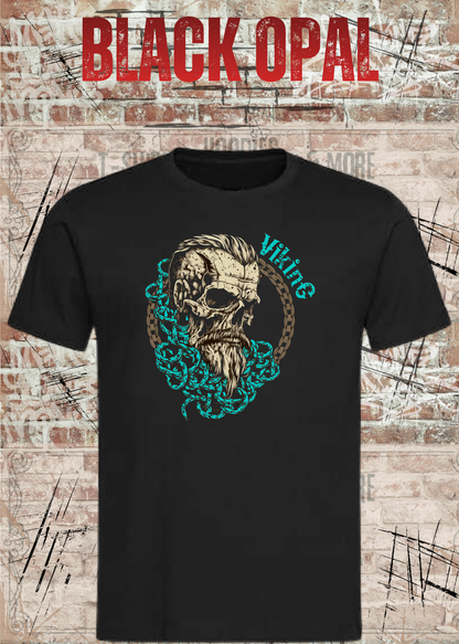 Viking Skull T-Shirt in Black Opal.