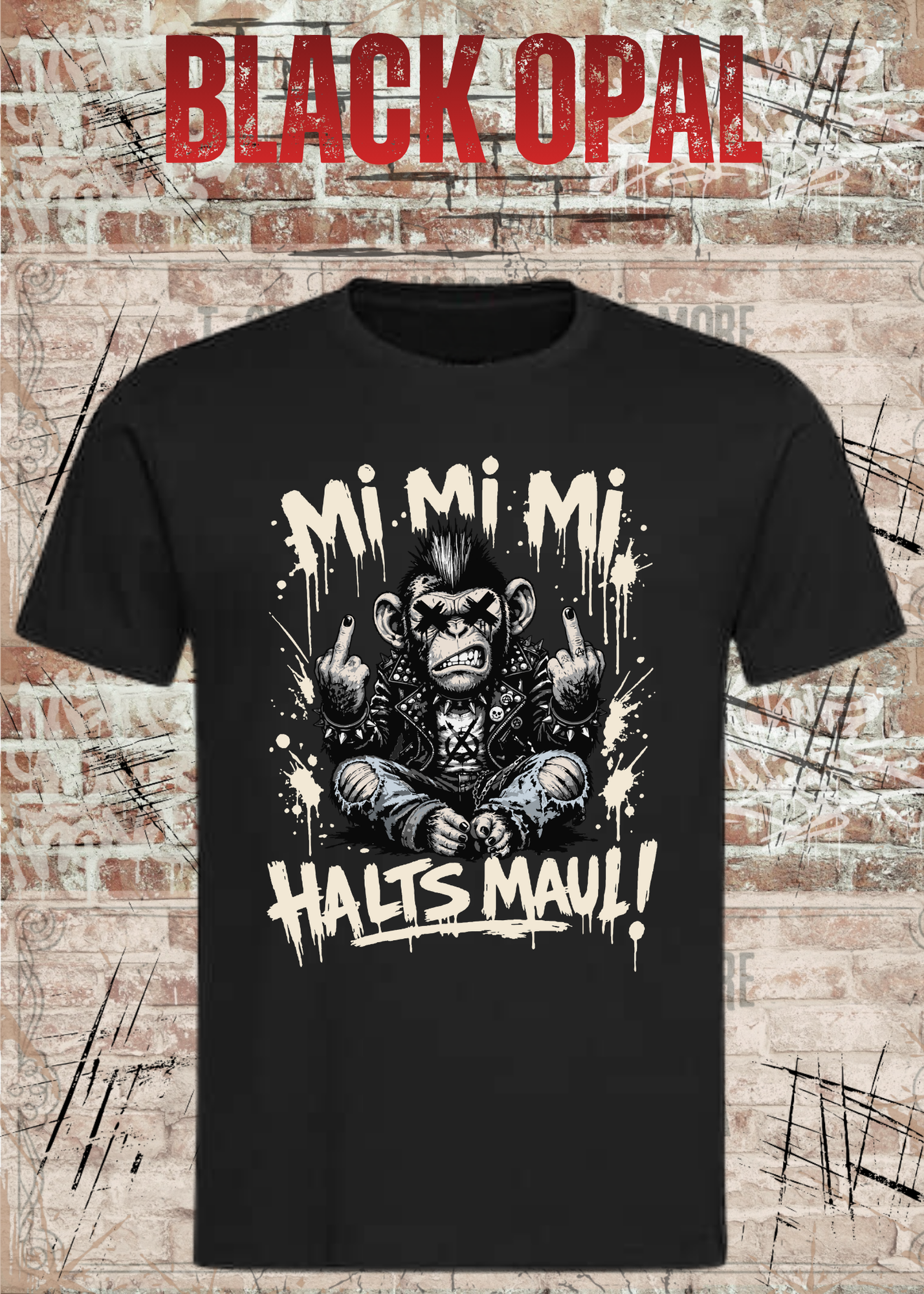 Mi Mi Mi Halt’s Maul Affe T-Shirt – Freches Punk Statement Shirt