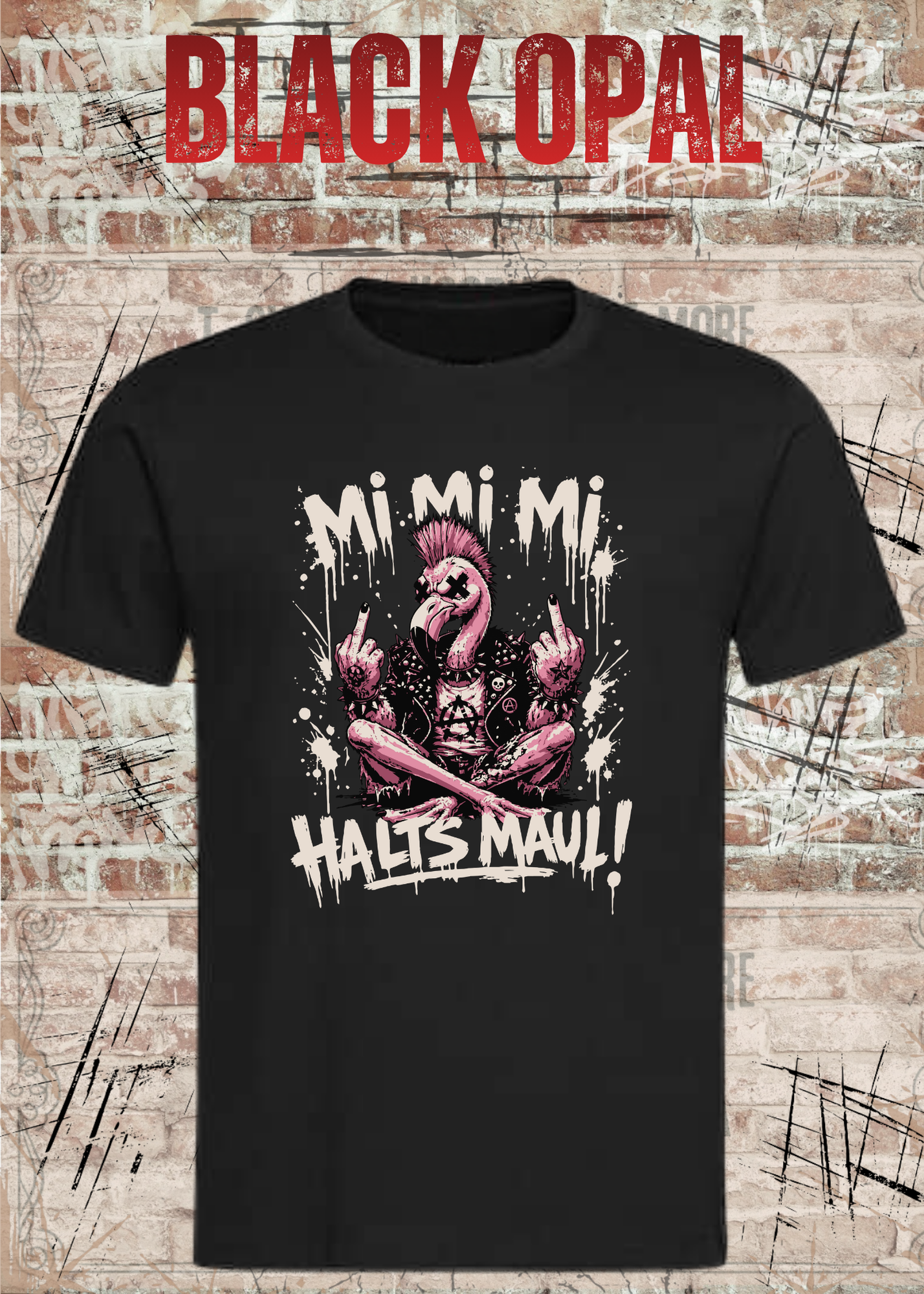 Mi Mi Mi Halt’s Maul Flamingo T-Shirt – Freches Punk Statement Shirt