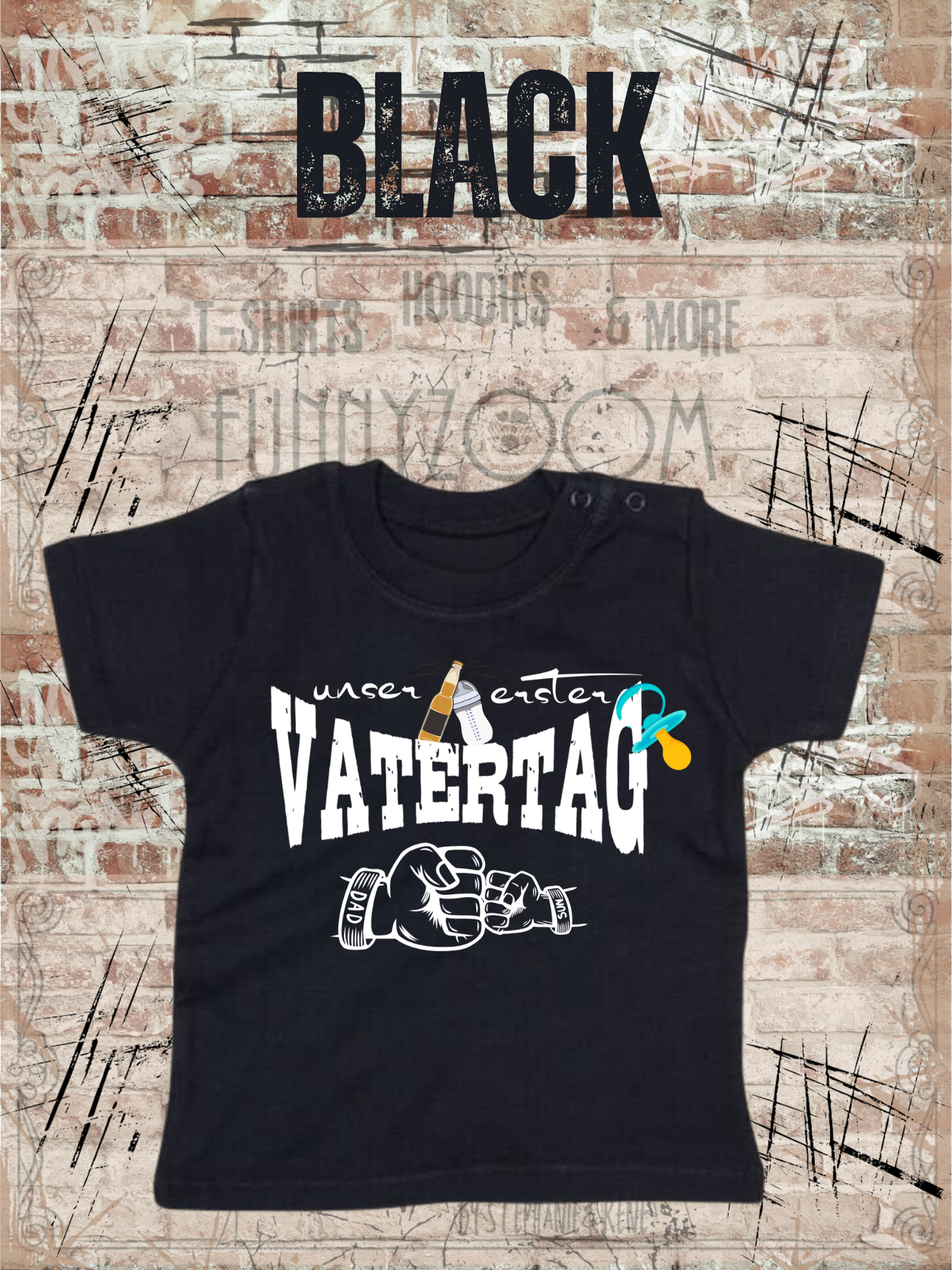 Baby Jungen T-Shirt Unser erster Vatertag Süße Geschenkidee Papa Witziges Baby Shirt