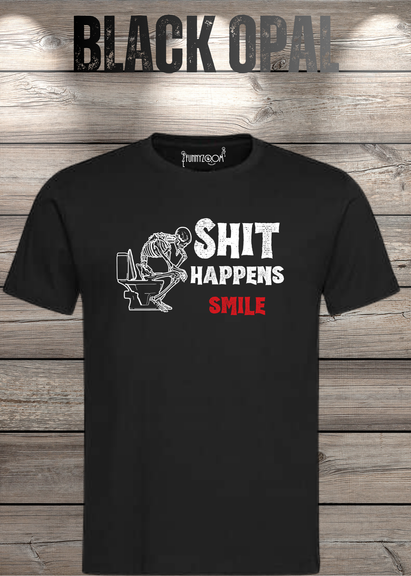 T-Shirt 'Shit happens smile' - Skelett Design - Witziges Spruch T-Shirt Unisex - Geschenkidee