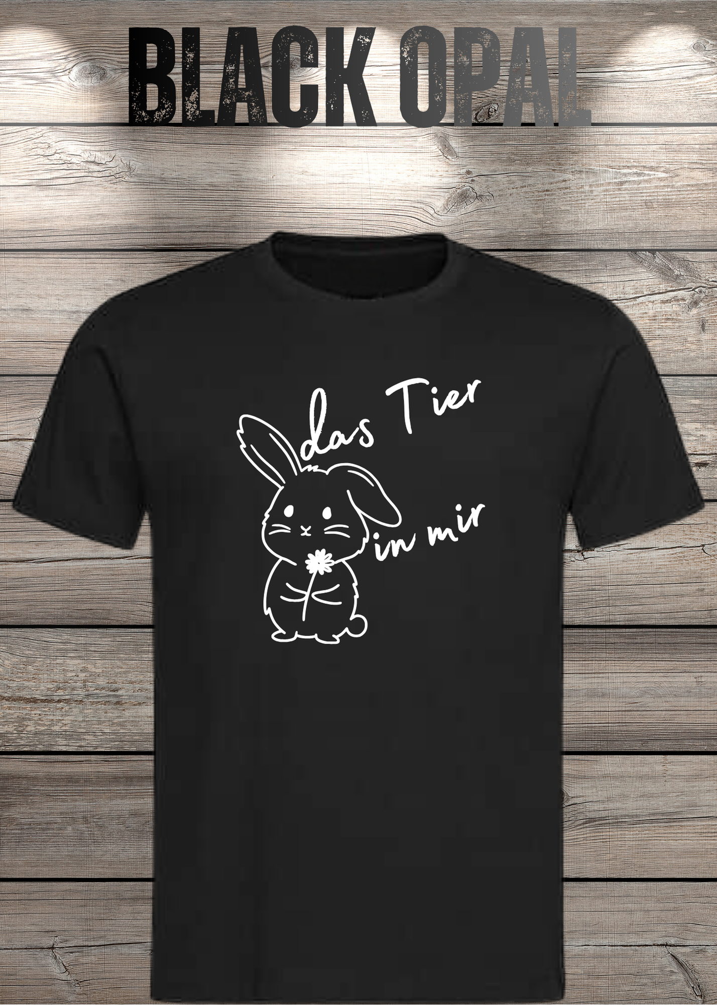 T-Shirt 'Das Tier in mir' - Witziges Spruch-Shirt mit süßem Hasen-Motiv