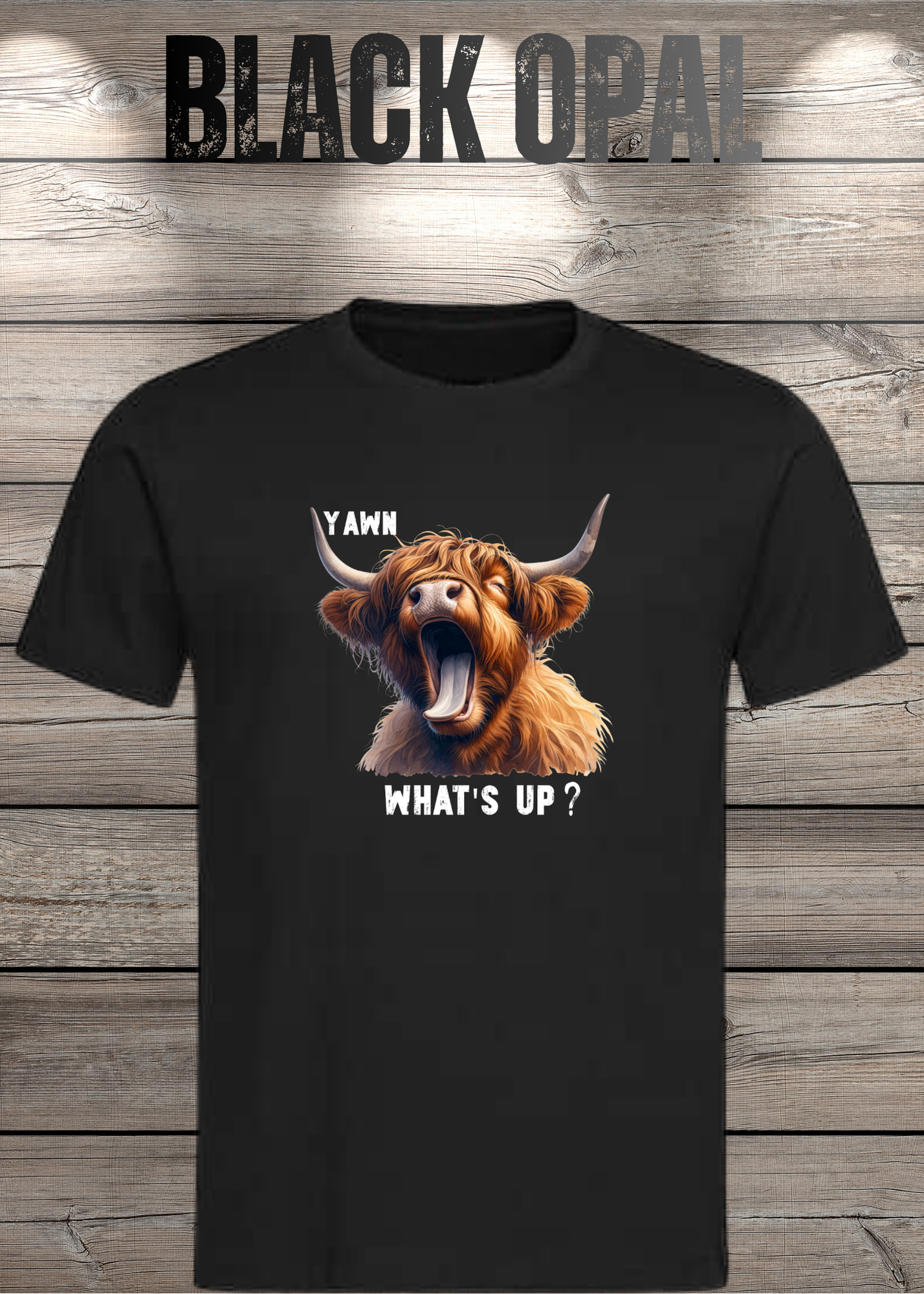 Highland Kuh T-Shirt Yawn, what's up? - Für Professionelle Faulpelze