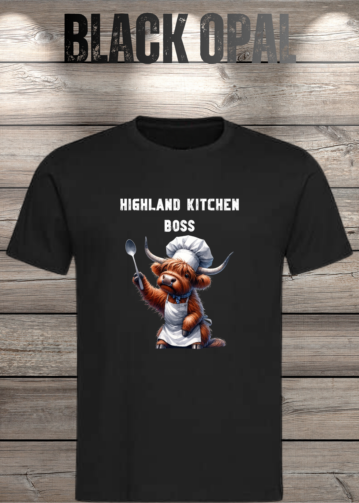 Highland Kuh Unisex T-Shirt Highland Kitchen Boss - Zottel-Chef - Zottel Chefin