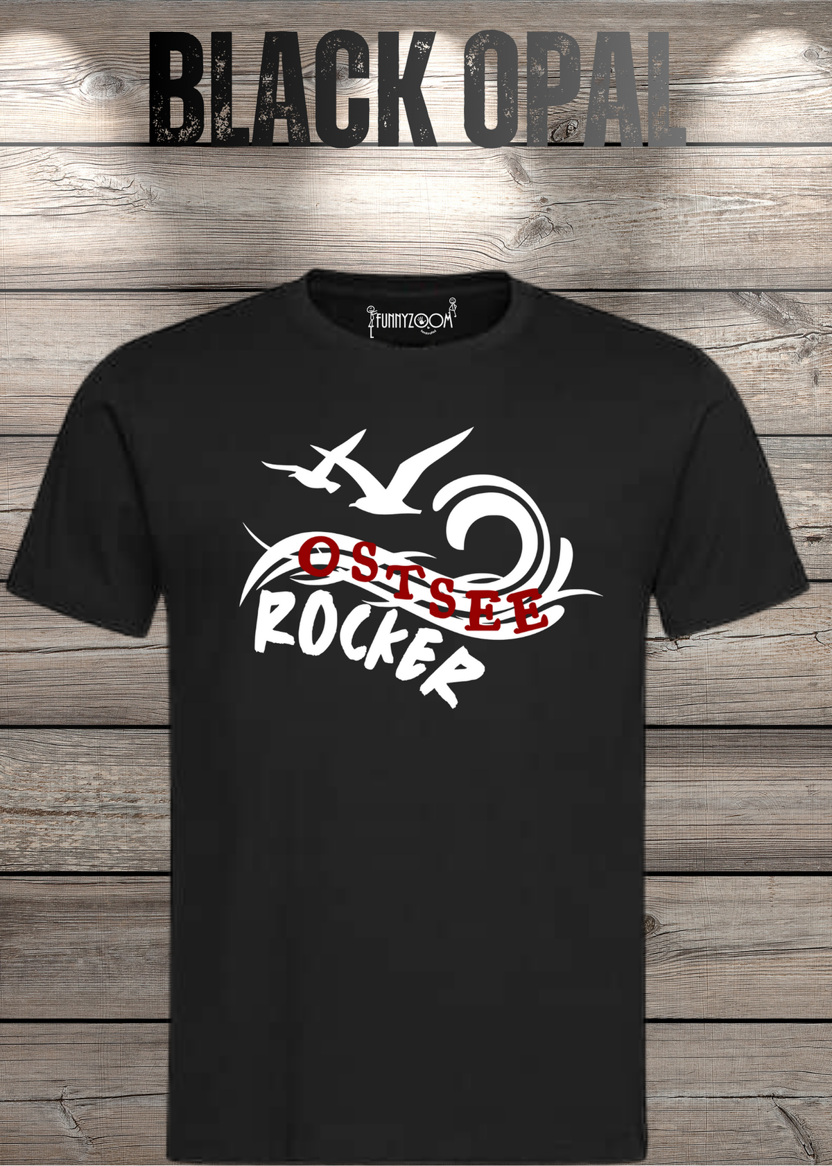 Unisex-T-Shirt „Ostsee Rocker“ in Black Opal.