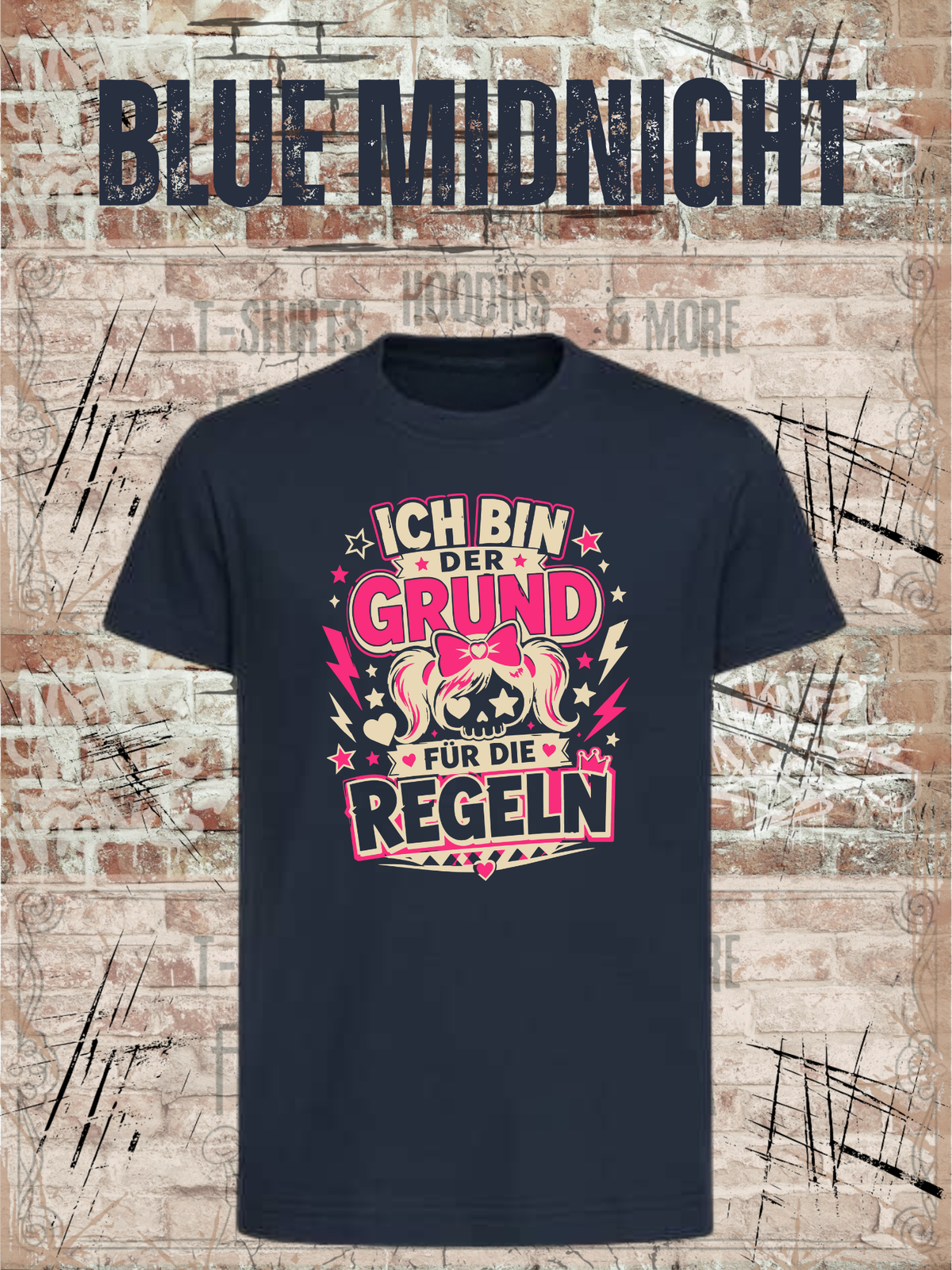 Ich bin der Grund für die Regeln – Mädchen T-Shirt in Blue Midnight.