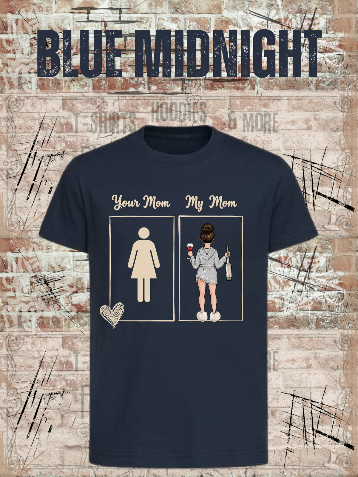 Kinder-T-Shirt „Your Mom My Mom“ in Blue Midnight.