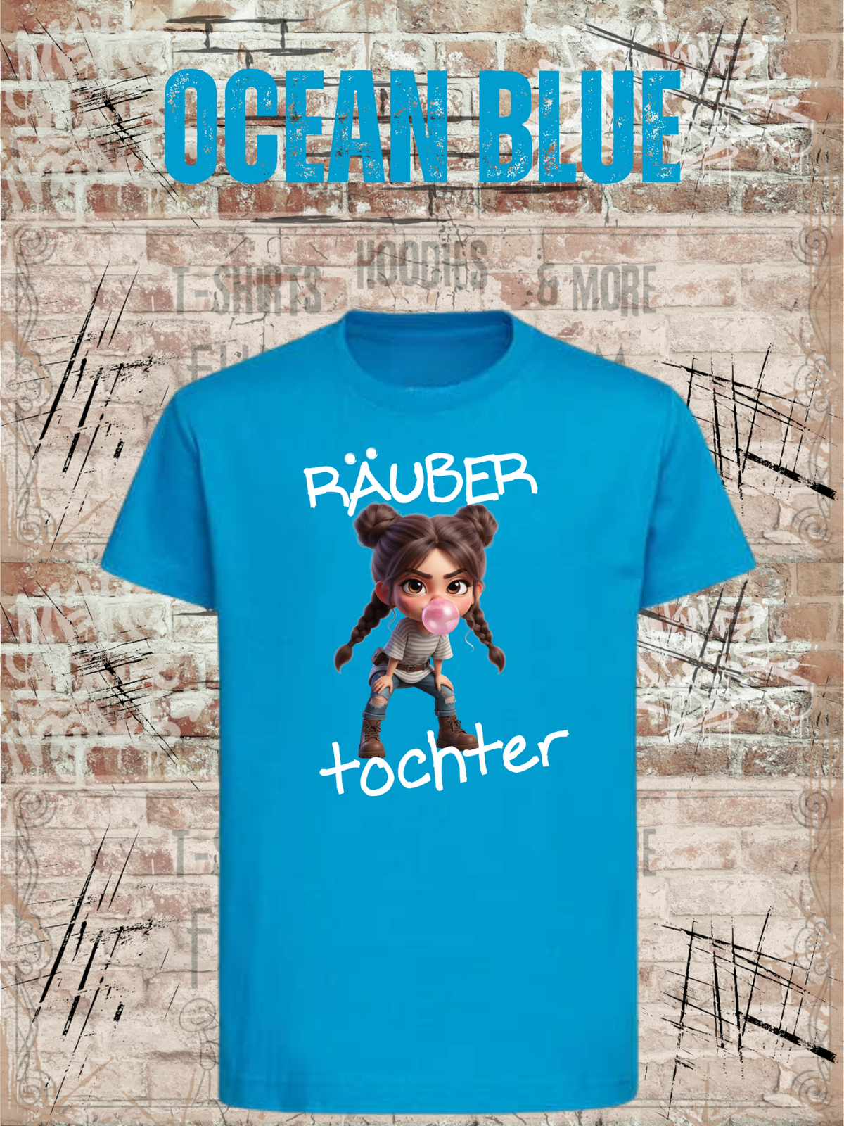 Kinder-T-Shirt „Räuber Tochter“ in Ocean Blue.