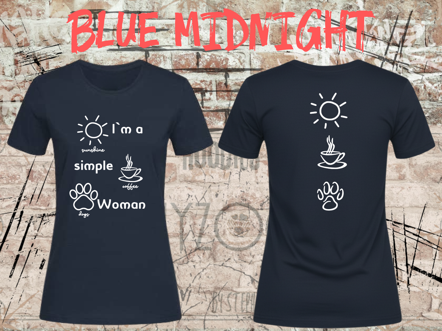 T-Shirt I'm a simple Woman Sunshine Coffee and Dogs Lustige Sprüche Geschenkidee Freizeit viele Farben