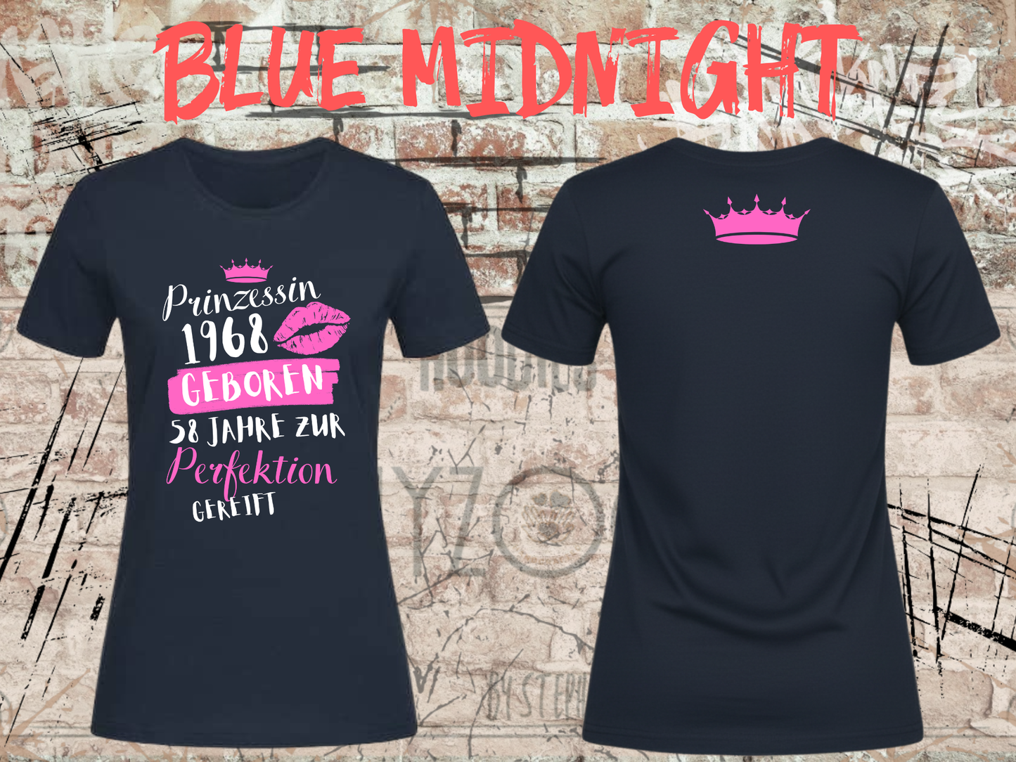 T-Shirt Prinzessin 1968 - 58 Jahre zur Perfektion gereift - Personalisierbar mit Geburtsjahr & Alter