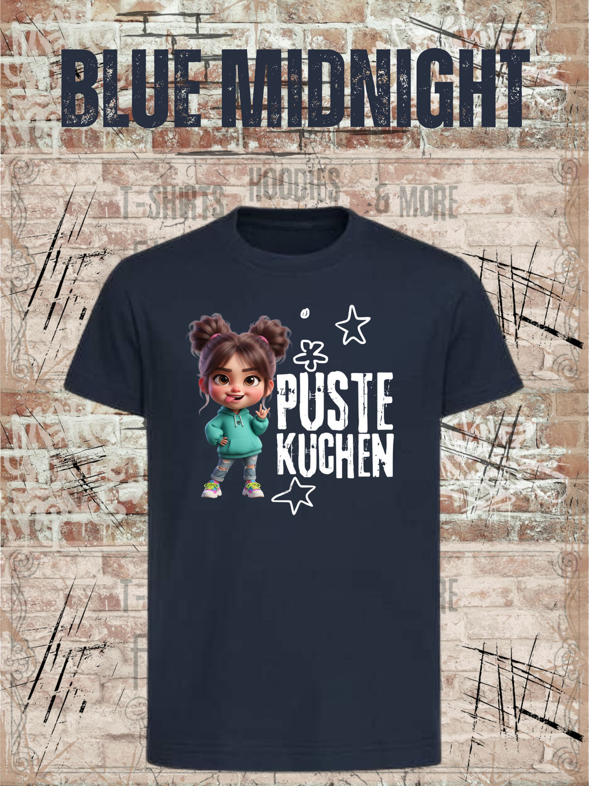 Kinder-T-Shirt „Pustekuchen!“ in Blue Midnight.