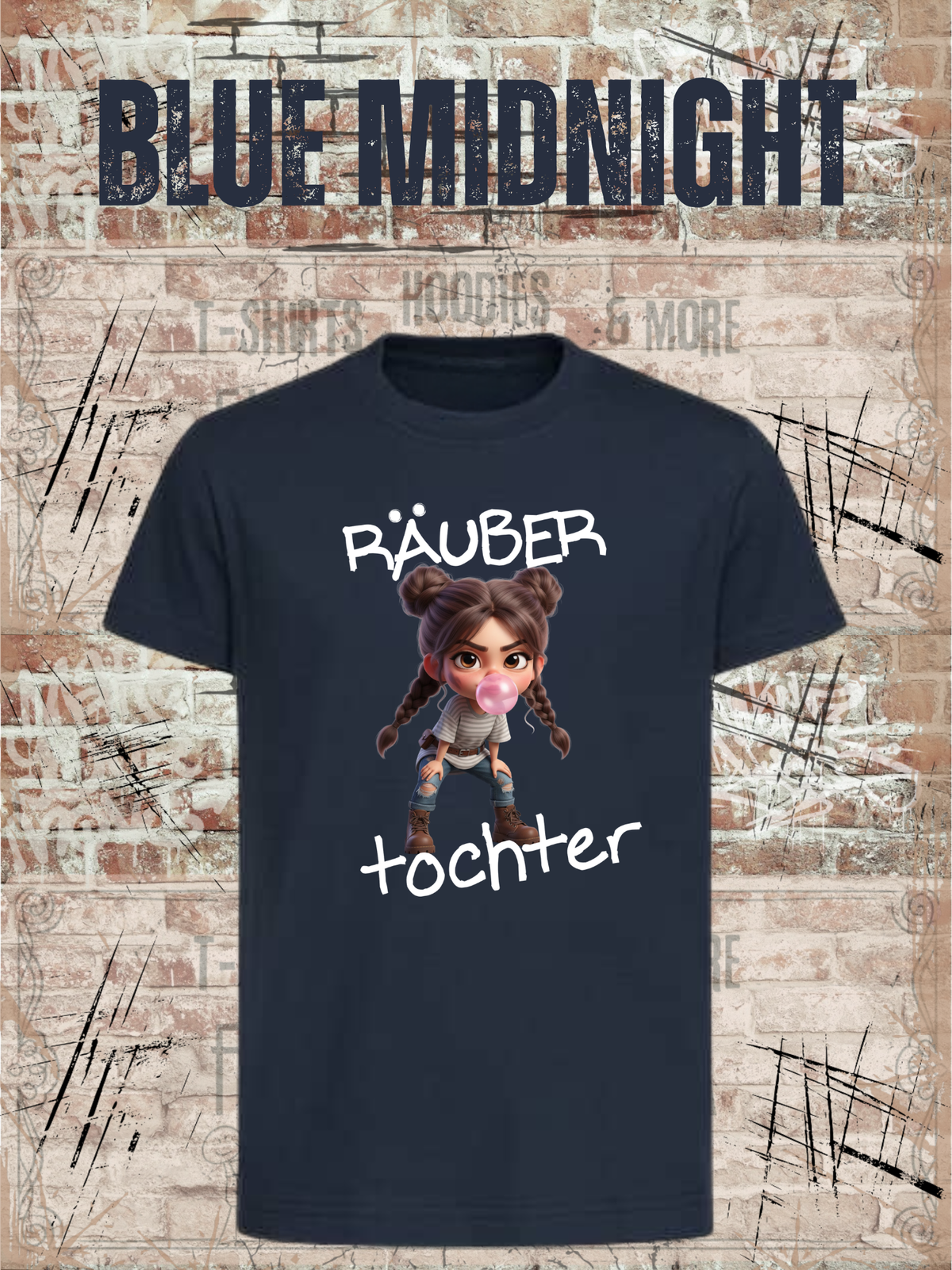Kinder-T-Shirt „Räuber Tochter“ in Blue Midnight.