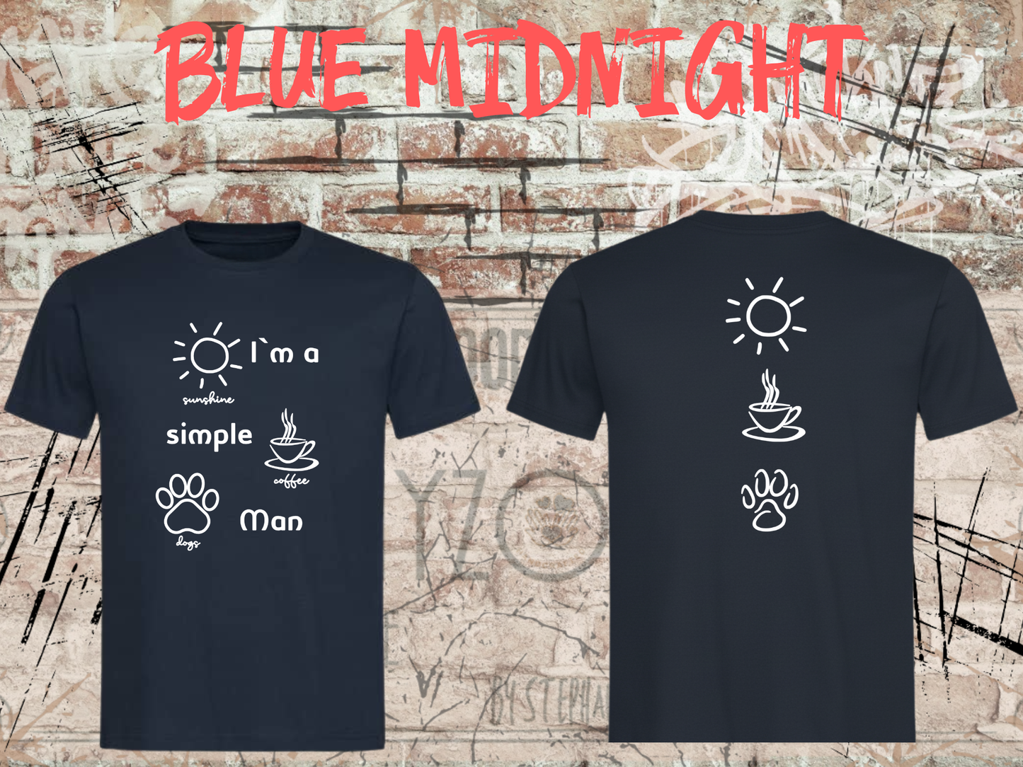 Herren T-Shirt I'm a simple Man Kaffee Sonnenschein Hunde Witziges Statement Shirt Lustiges Geschenk