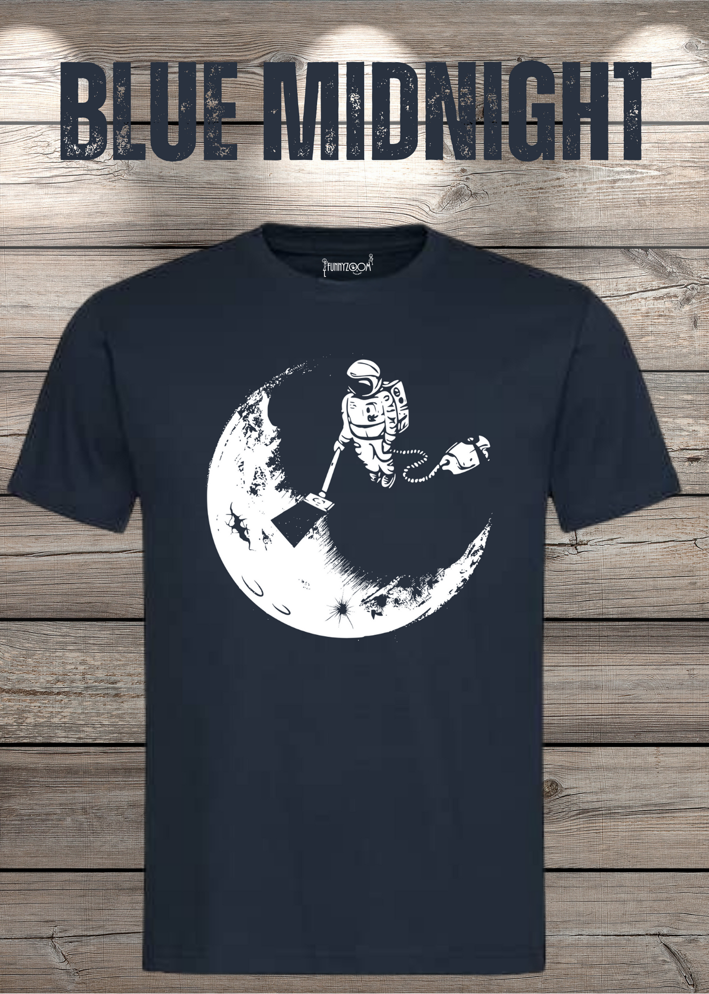T-Shirt Mond mit Astronaut der Mond mit Staubsauger Staub saugt Personalisierbar Witziges T-Shirt Geschenkidee Lustiges Unisex T-Shirt