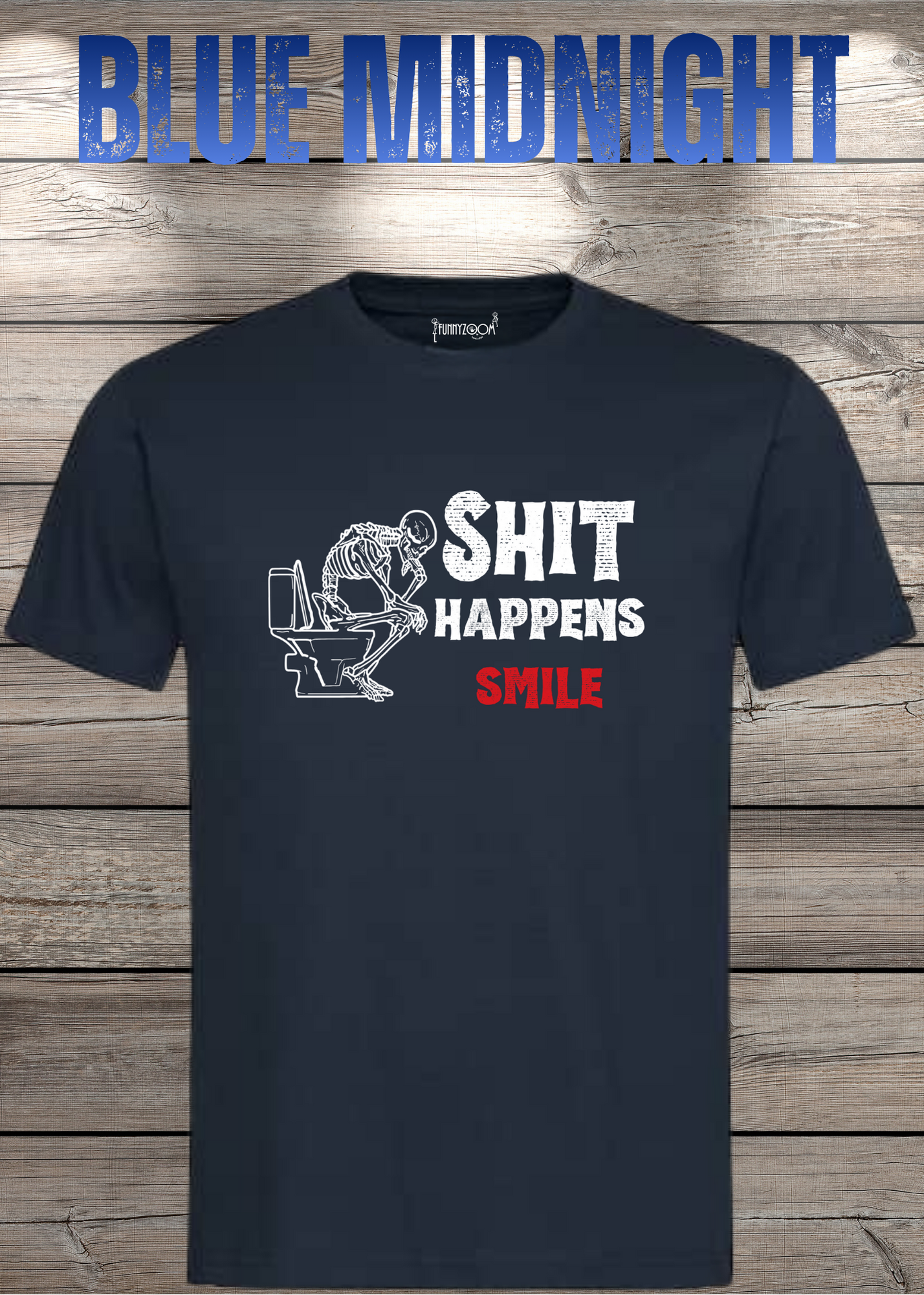T-Shirt 'Shit happens smile' - Skelett Design - Witziges Spruch T-Shirt Unisex - Geschenkidee