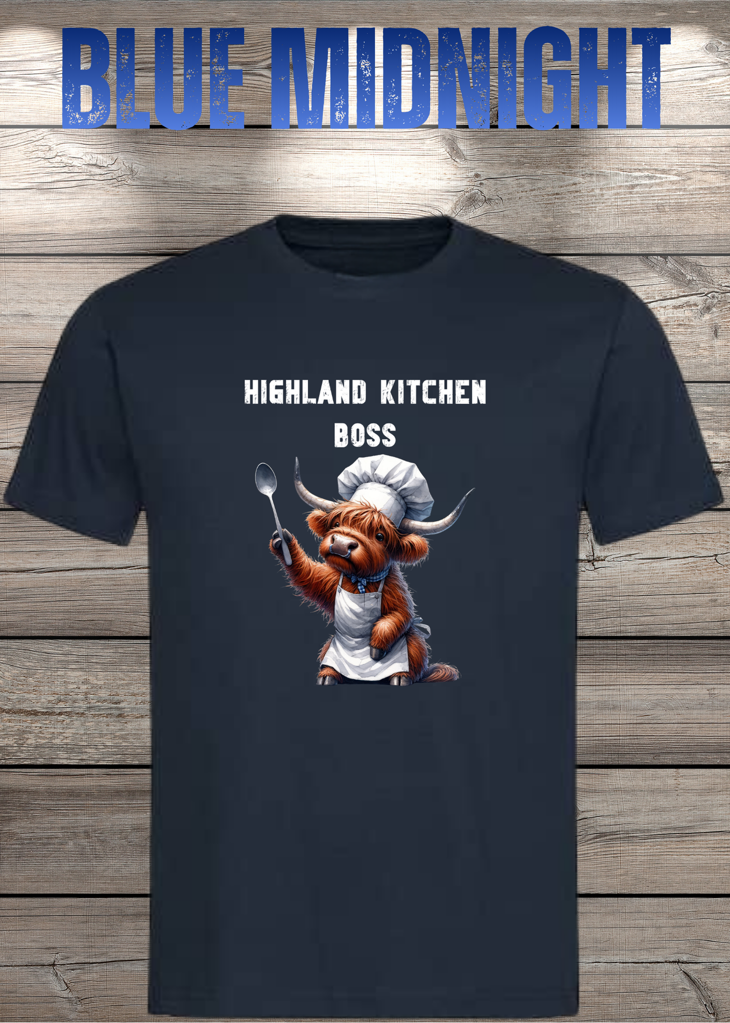 Highland Kuh Unisex T-Shirt Highland Kitchen Boss - Zottel-Chef - Zottel Chefin