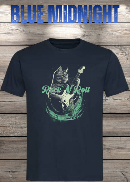Katzenrocker – Rock n Roll Unisex T-Shirt für Musikliebhaber in Blue Midnight.