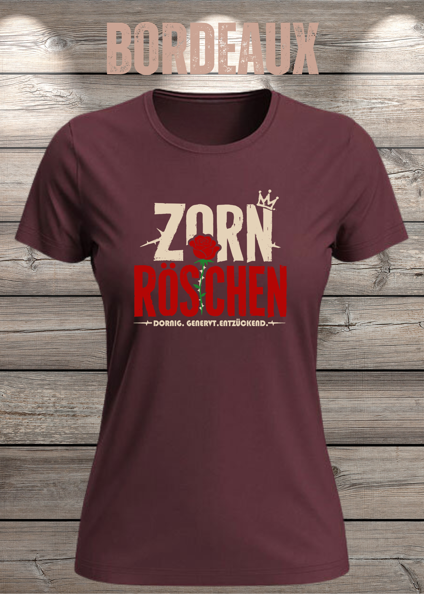 Zorn Röschen – Rockiges Damen T-Shirt mit Rose