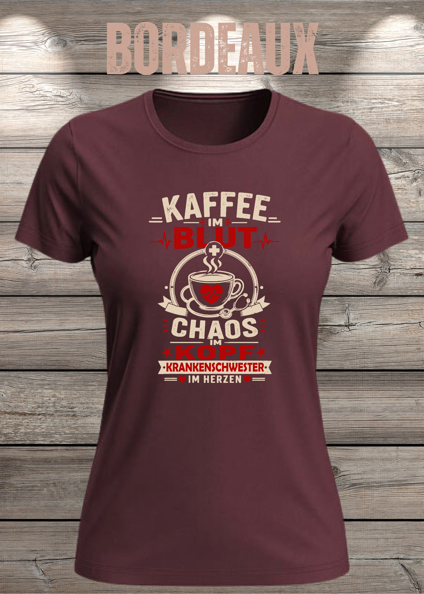 Krankenschwester T-Shirt – Kaffee im Blut, Chaos im Kopf