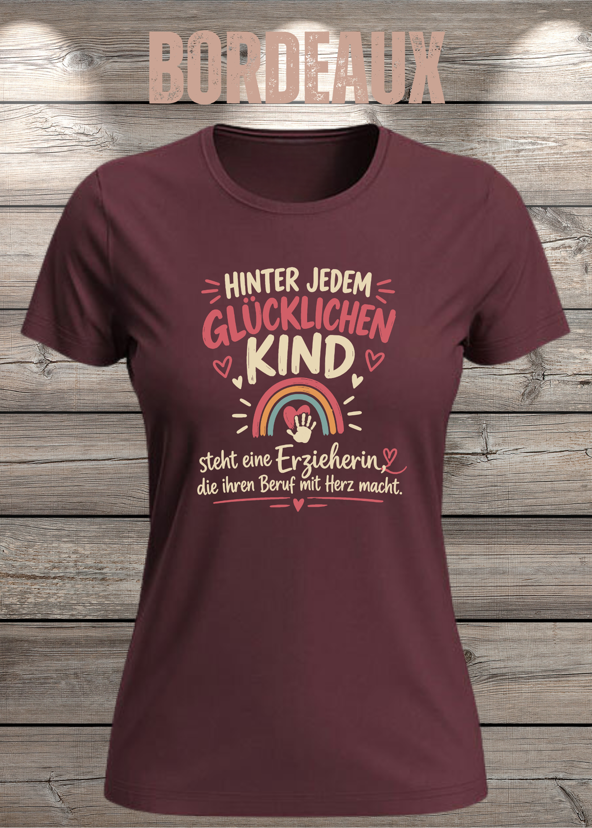 Hinter jedem glücklichen Kind – Erzieherin T-Shirt | FunnyZoom