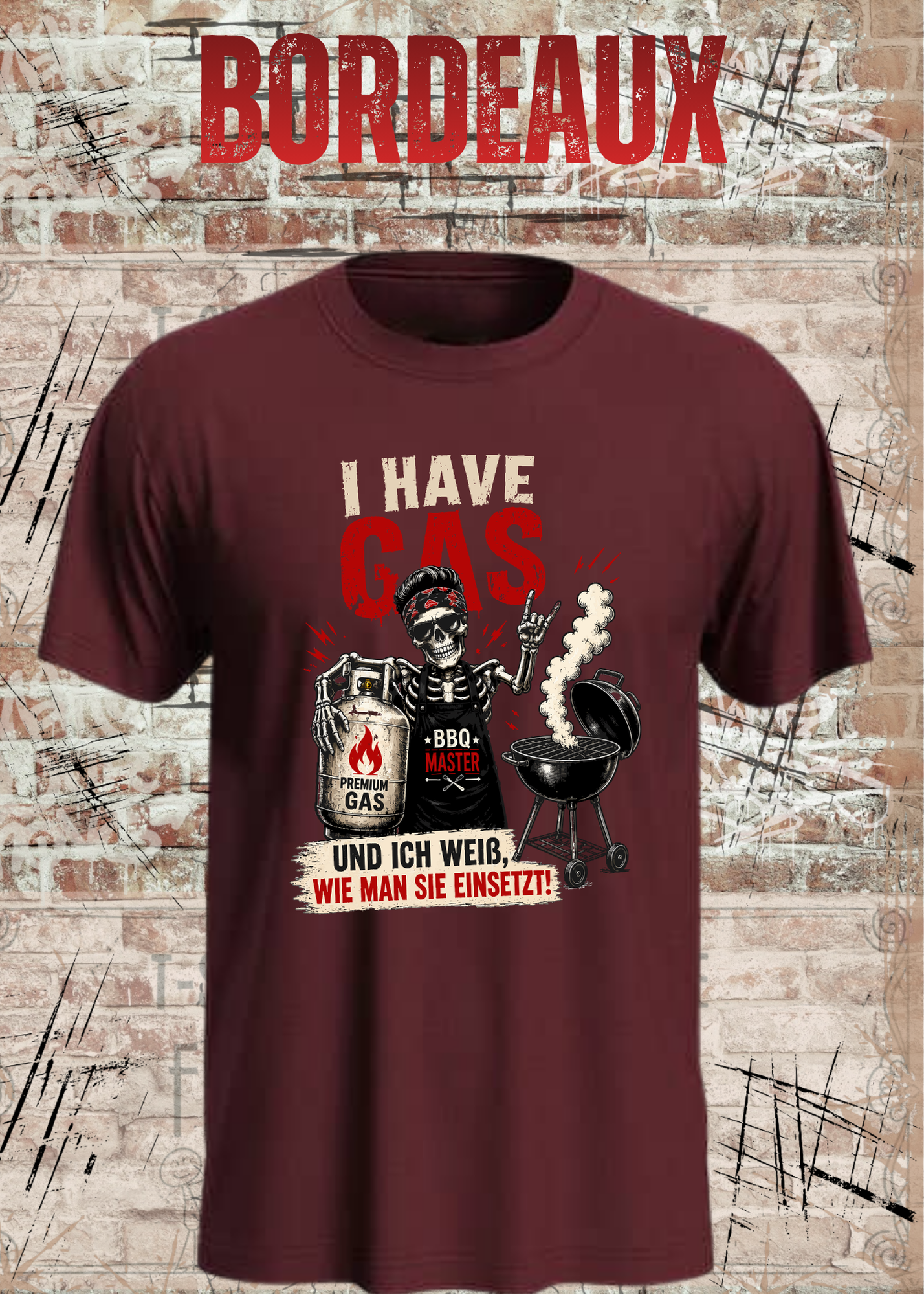 Grillmeister T-Shirt „I Have Gas“ – Skelett BBQ
