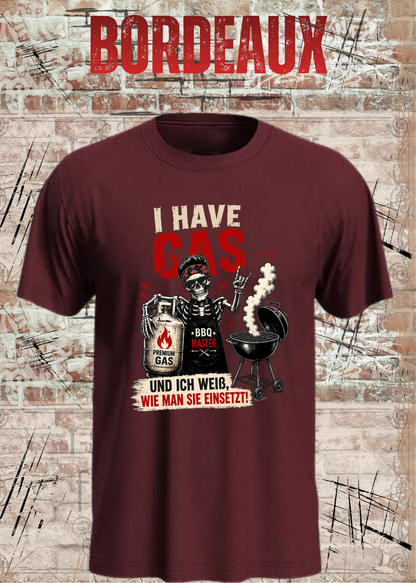 Grillmeister T-Shirt „I Have Gas“ – Skelett BBQ