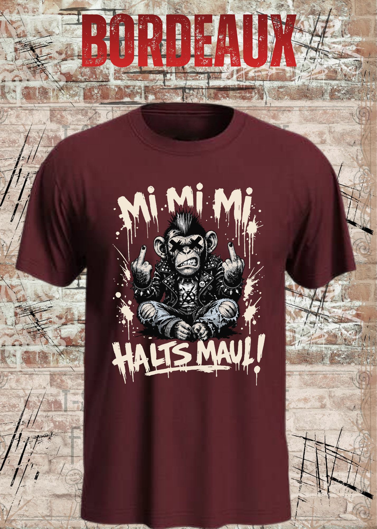 Mi Mi Mi Halt’s Maul Affe T-Shirt – Freches Punk Statement Shirt