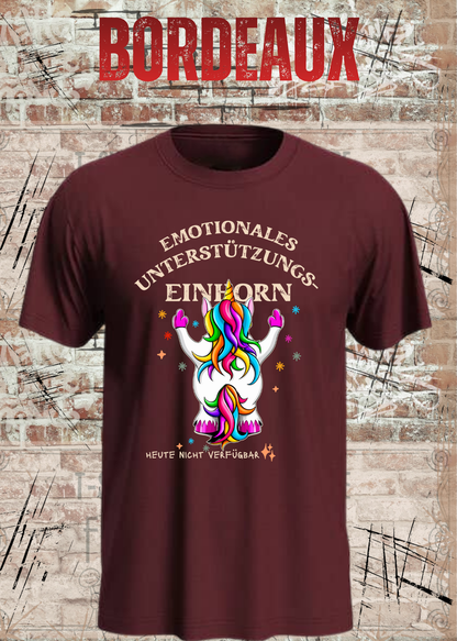 Emotionales Unterstützungs-Einhorn T-Shirt in Bordeaux.