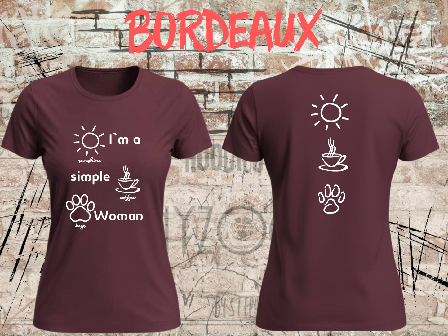 T-Shirt I'm a simple Woman Sunshine Coffee and Dogs Lustige Sprüche Geschenkidee Freizeit viele Farben