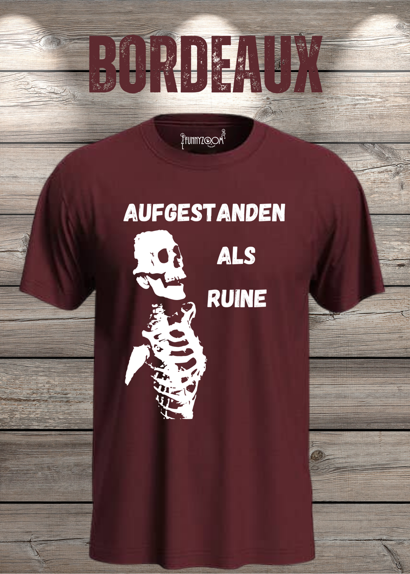 Aufgestanden als Ruine T-Shirt – Lustiges Skelett Shirt für Morgenmuffel