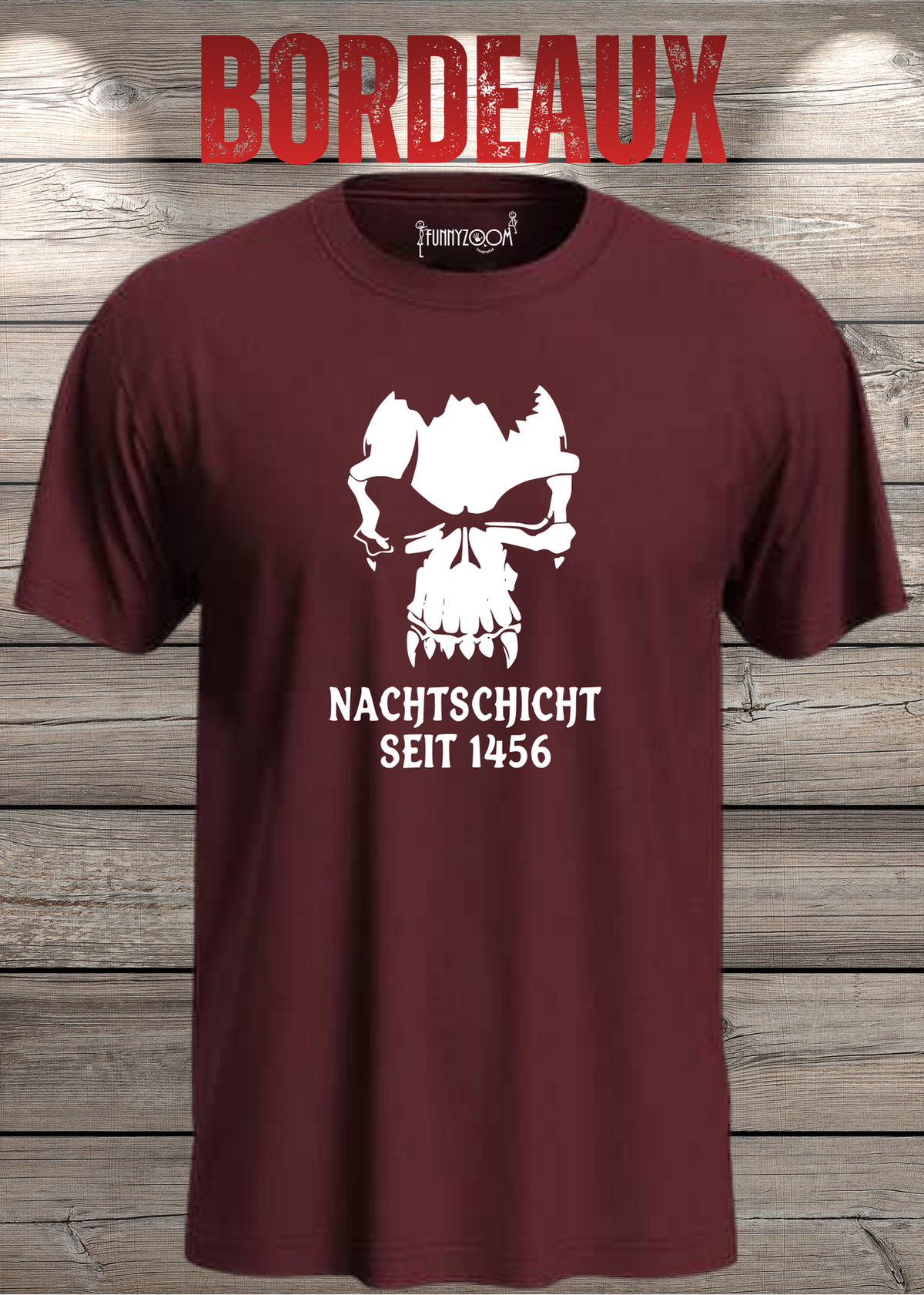 Gothic T-Shirt Skull Totenkopf Vampir Nachtschicht seit 1456 in Bordeaux.