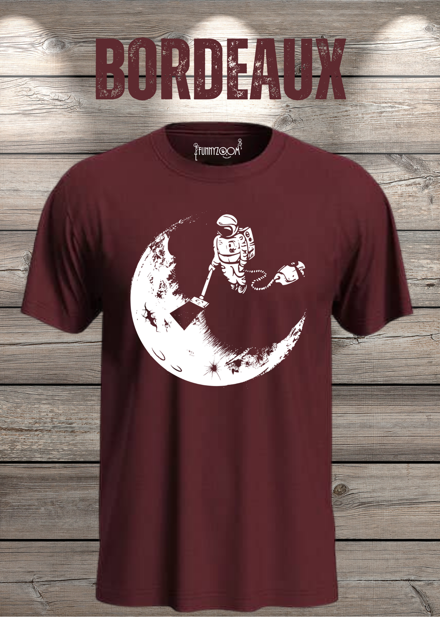 T-Shirt Mond mit Astronaut der Mond mit Staubsauger Staub saugt Personalisierbar Witziges T-Shirt Geschenkidee Lustiges Unisex T-Shirt